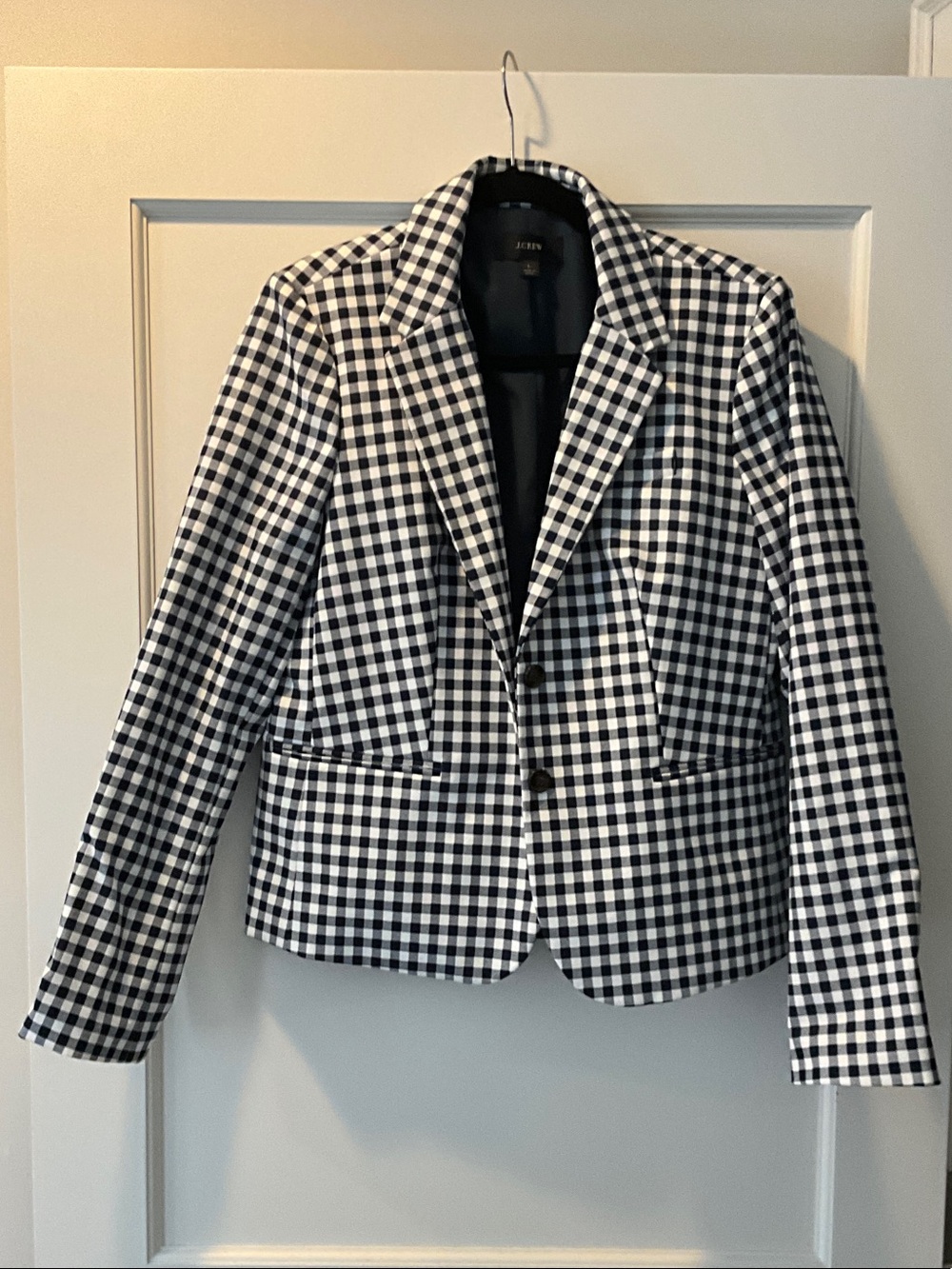 J. Crew Black and White Gingham Blazer